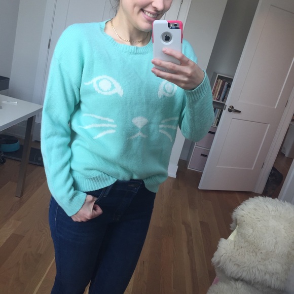F21 Adorable Mint Cat Sweater - Picture 3 of 8